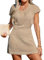 CUPSHE Women's Crochet Cover Up Swim Beach Button Short Sleeve Mini Dress Beachwear Sand L