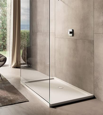 Arredobagno e Cucine Piatto Doccia 80x100 Bianco H.4cm in Acrilico, Senza piletta