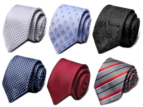 Passabin Krawatten-Set für Herren, gewebt, Jacquard, 6-teillig