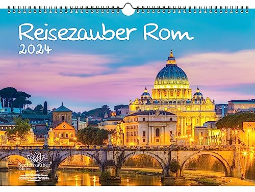 Reisezauber Rom DIN A3 Kalender für 2024 Urlaub Mediterran Italien - Geschenkset Inhalt: 1x Kalender, 1x Weihnachts- und 1x Grußkarte (insgesamt 3 Teile)
