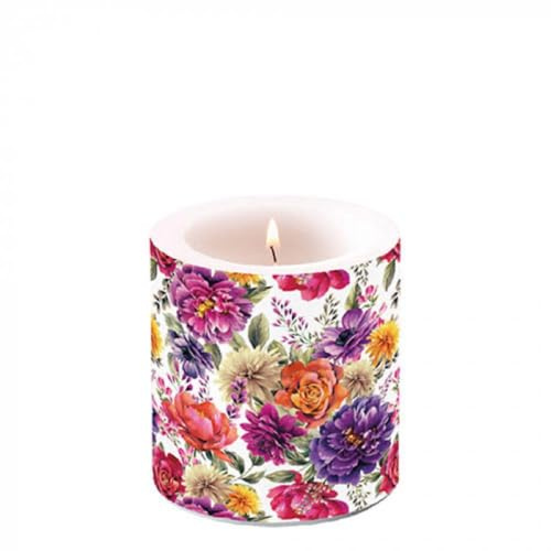 Ambiente Kerze Stumpenkerze Lampionkerze 9 cm hoch Anne Blumen floral