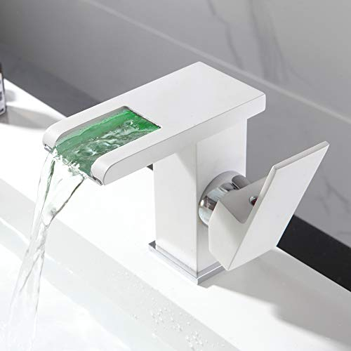 Wasserhahn Bad Waschbecken, Armatur Wasserfall, Kalte Und Heiße Armaturen, Badarmatur Mit 3/8 Heißes Und Kaltes Schlauchwaschtisch (Weiß)