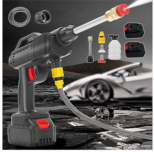 MELLYD Pistolet Lavage Haute Pression, Puissance 600w, Deux Batteries 24v1500mah Nettoyeur CryogéNique, Alimenté par Pile Nettoyeur Haute Pression, pour Le Nettoyage des Vitres