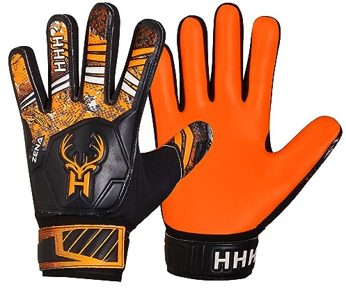 HHH Guanti da portiere da calcio per ragazzi, bambini e giovani, guanti da portiere con palmo in lattice da 4 mm super grip