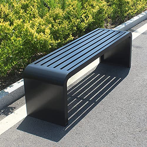 QTQHOME Outdoor-Bank mit Stahlrahmen, wetterfest, Metallbank für den Außenbereich, Premium-Außenbank, Parkbank, Terrassenbank, Gartenbank (119,9 x 40,1 x 45,2 cm, schwarz)