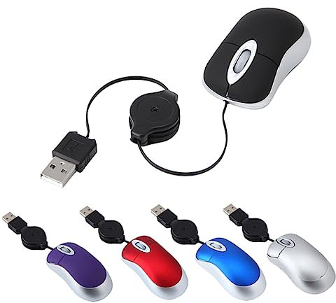 AOKWAWALIY Mini Souris sans Fil USB C Port Mute Souris USB Filaire Souris rétractable pour Ordinateur Portable Souris Filaire silencieuse USB C Souris Filaire d'ordinateur Violet Câble rétractable