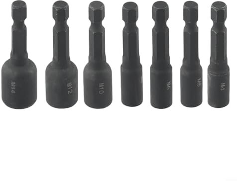 Hasaller Steckschlüssel-Set, Adapterhalterung, Verlängerung, 1/4 Zoll, Sechskant-Griff, Wasserhahn-Adapter, Halterung, 50 mm (7 Stück/Set)