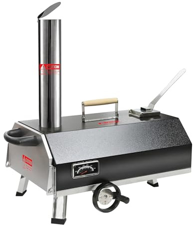 Horno de pizza semiautomático negro 12 para exteriores, horno de pizza portátil de leña para cocinar al aire libre, horno de pizza portátil para pizzas auténticas horneadas en piedra