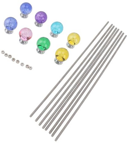 8 Stück Gartenpfähle mit Perlen, Feenstab Perlen Gartenstecker Zauberstäbe Kit mit Kristallstopper Oben, Edelstahl-Gewindestangen, Gartenstecker, Kunsthandwerk für die