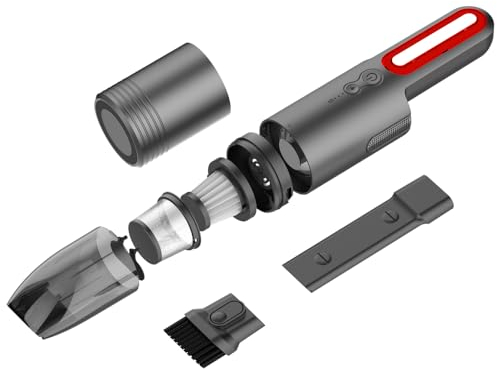 Mulcort Kabelloser Autostaubsauger, 6000 PA Handstaubsauger, 7,4 V, 4400 Akku Autostaubsauger 2 Modi, mit Waschbar Filter, LED-Licht für den Autoinnenraum, das Home Office