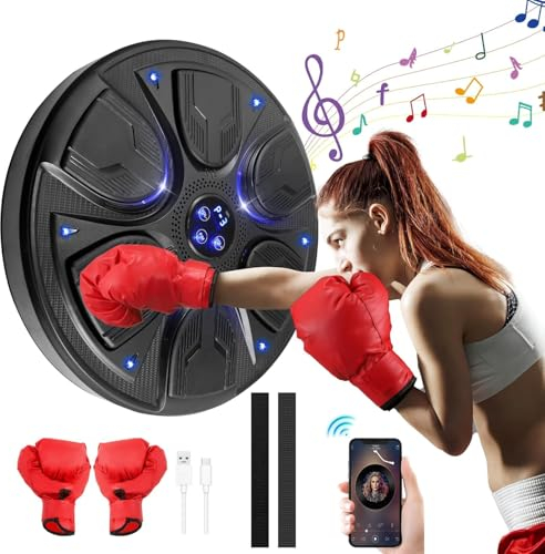 Towwoo Wandmontierte Boxmaschine, intelligente Stanzkissen für Musikboxausrüstung mit LED-Licht, elektronische Linse des Boxens mit Bluetooth-Musik