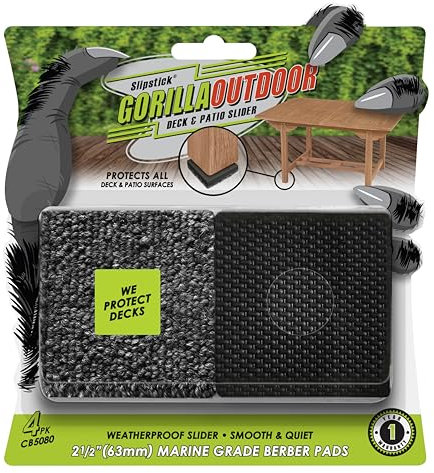 Slipstick GorillaOutdoor Weatherproof 2-1/2 Inch Furniture Sliders for Hard Surface Flooring (4 Pack) Heavy-Duty Furniture Movers for Outdoor & Indoor Sliding