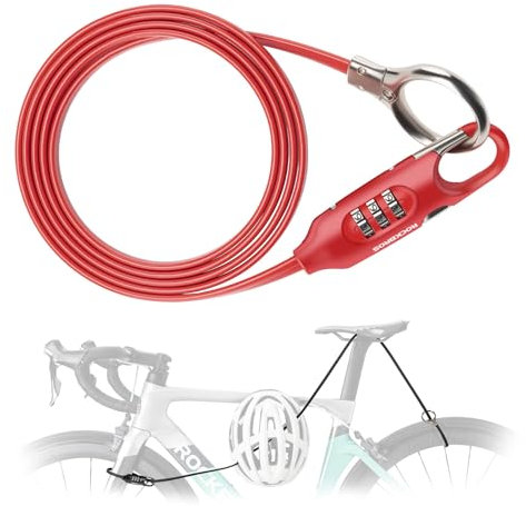 ROCKBROS Fahrradschloss Kabelschloss 150cm mit Zahlencode Anti-Diebstahl für Fahrrad,Roller,Babywagen Rot