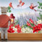 AIBIIN Weihnachts-Fensteraufkleber, roter Weihnachtsstern, Vögel, wiederverwendbar, doppelseitig, für Zuhause, Party, Schaufenster, Glasdekoration, 8 Blatt