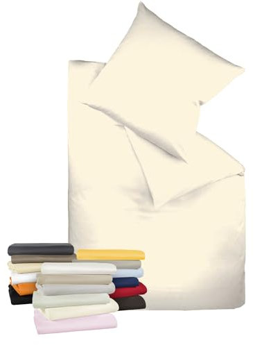liebling Bettwäsche Interlock Jersey 155 x 220 cm, Farbe Creme, Bettbezug aus 100% Baumwolle, edler Glanz, waschbar 60 Grad, Ökotex 100
