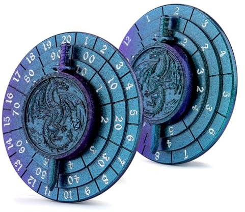 Haxtec 7-in-1 Metall Spinner Würfel, DND Geschenk für Spieler,Blue Purple | Spinner mit Drachenmotiv & Schwertzeiger-ersetzt 7 Würfel (D4-D20), Einzigartiges D&D-Geschenk, perfekt für TTRPG-Spieler