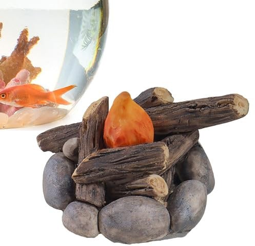 usefulbeauty Miniatur-Lagerfeuer-Ornament,Feuermodell-Handwerk - Feuermodell, Kunsthandwerk, Spielzeug, Harz-Miniaturen, Puppenhaus, Indoor-Camping-Szene, Lagerfeuer-Party