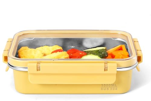 DONGSWARE Edelstahl Brotdose 1000ml Lunchbox aus Edelstahl Auslaufsicher Brotdose Metall Bento Lunch-Boxen für Erwachsene und Kinder, Ofenfeste Schüssel, Spülmaschinengeeignet