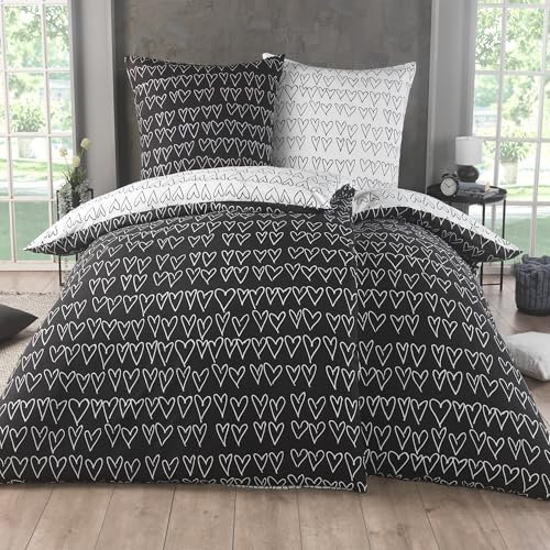 Kuscheli® Bettwäsche 135x200 4 teilig | ÖkoTex Zertifiziert & für Allergiker geeignet | Bettwäsche Set mit je 2 Bettbezügen 135 x 200 & Kissenbezügen 80x80 | modern & hochwertig, Farbe:D13