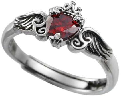 Gu Feng Französische Krone Flügel Herz Zirkon Ring Damen Retro klassischer Hipster Ring