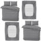 MOONLIGHT20015 King Bedding Set 4 Piece Duvet Cover Fitted Sheet with Pillow cases Soft Brushed Microfiber Duvet Cover sets Grey (Pack of 2)