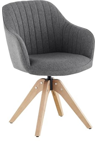 CLIPOP Drehbarer Design Stuhl Vintage Beige Buchenholz Beine Esszimmerstuhl Küchenstuhl Besucherstuhl Bürostuhl Wohnzimmerstuhl (Leinen, Grau)