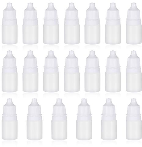 Lusofie 20 Stück Kleine Liquid Flaschen 5 Ml Plastikflaschen Leer Plastiktropfflasche Augentropfen Flasche Kunststoff Tropfflaschen Quetschbare Tragbare Reise Augentropfflasche Mit Kappe Und Stöpsel