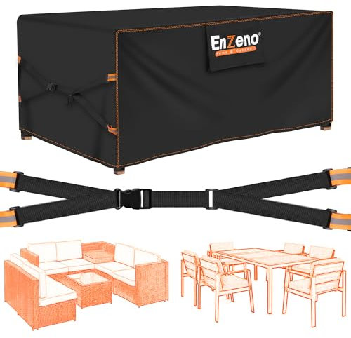 Enzeno Garden Furniture Cover Waterproof,200x150x74cm Garden Table Covers,New Upgrade 500D Heavy Duty Outdoor Furniture Cover Wider Vents for sofa and Table Patio Set Rectangle/Rectangular