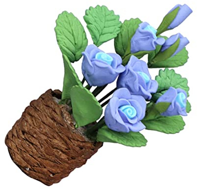 Kisangel Tiny Dollhouse Miniature Furniture Scale Mini Flower Decor Garden Fairy Ornament Outdoor Plant Pot Decorations for Boys and Girls