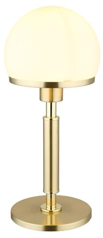 Tischlampe Wohnzimmer Tischleuchte Nachttischlampe Pilz Design messingfarben, Metall Glas, 1x E27 Fassung, DxH 18x40 cm