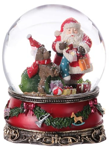 Weihnachten Schneekugel Musik Spieluhr (Weihnachtsmann mit Bär Ø20 cm)