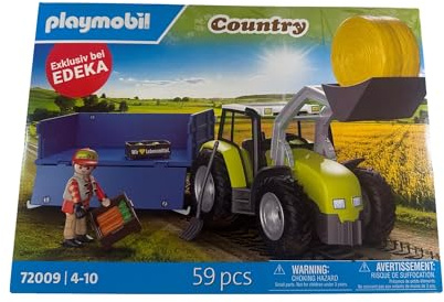 PLAYMOBIL 72009 Trecker mit Anhänger & Ladung – Edeka Edition | Exklusives Spielset für Kinder ab 4 Jahren | Bauernhof Traktor mit Zubehör