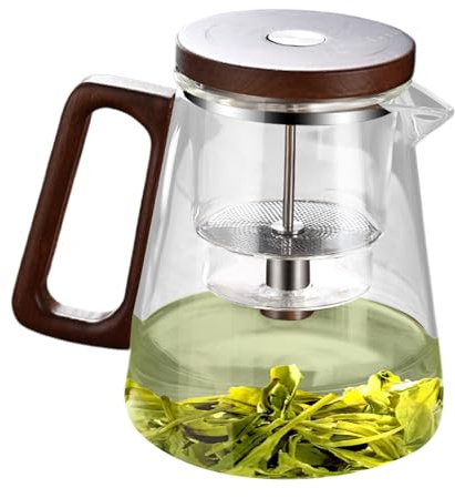 Théière en Verre avec Infuseur,Théière en Verre avec Poignée Anti-Brûlure - Résistant à la Chaleur 800ml pour Bouilloire Maison Bureau Voyage Plage