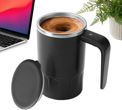 Yidueace Selbstrührende Tasse,Wiederaufladbar Mit Deckel 380ml - Elektrische Edelstahl Selbstmischende Tasse - Für Tee, Proteinpulver-Getränk, Zuhause, Küche, Büro, Reisen, Camping, Party