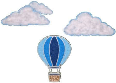 Heißluftballon Kinderzimmer Deko Set mit Wolken | Wanddeko Babyzimmer | Glow in the Dark Effekt | moriino (Blau)