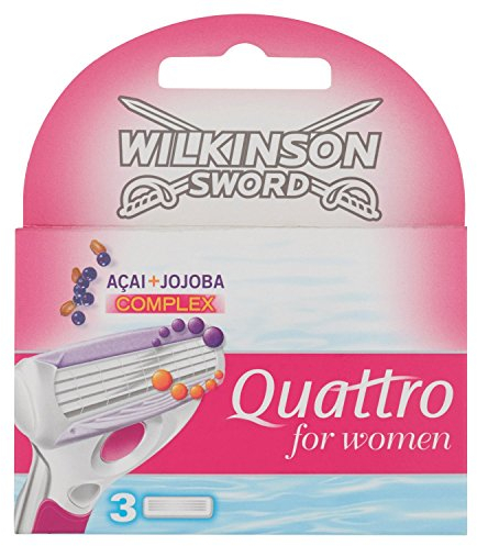 Wilkinson Sword Quattro for Women Rasierklingen Klingen, für Damen Rasierer, 3 St