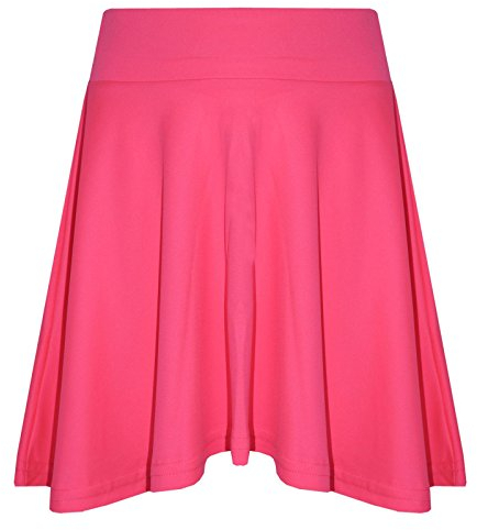 A2Z 4 Kids Girls Plain Skater Skirt Camouflage for School Trendy Soft Feel - Plain Skater Skirt Neon Pink 11-12
