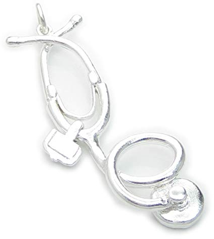 Stethoskop Sterling Silber Charm-Anhänger .925 x 1 Medizinische Stethoskope