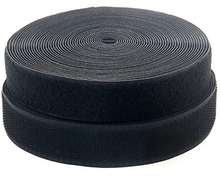 TUKA 25mx40mm Nastro Gancio e Anello da cucire, non adesivo Hook & Loop striscia, Cucire On Magico Strisce Ideale per abiti | 25m Gancio e 25m anello nastro, larghezza 40mm, Nero, TKB5033 Black