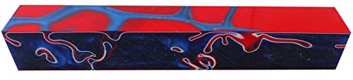 Turners' Mill Kirinite Patriot Blue/Red/White Abstract Kirinite Acrylic Pen Blank - 150x20x20mm (5.9x0.79x0.79), 6x3/4x3/4