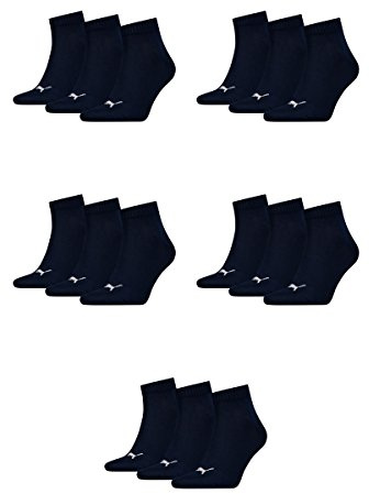 PUMA 15 Paar Unisex Quarter Socken Sneaker Gr. 35-49 für Damen Herren Füßlinge, Farbe:321 - navy, Socken & Strümpfe:47-49