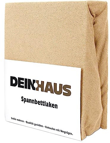 DH DEIN.HAUS Frottee Weiches Spannbetttuch 90 x 200 cm – Baumwolle, mit Gummizug, pflegeleicht, Bettlaken – Farbe: Beige
