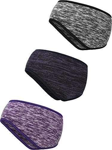 3 Stücke Ohrenwärmer Stirnband Full Cover Ohrenschützer Stirnband Sport Stirnband für Outdoor Sport Fitness (Grau, Blau, Lila)