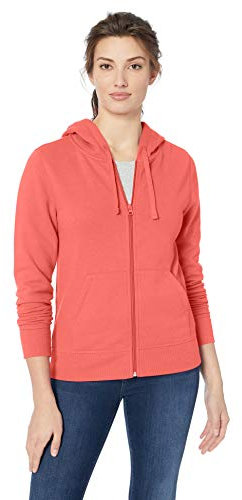 Amazon Essentials Felpa con Cappuccio e Zip a Tutta Lunghezza in Pile di French Terry (Taglie Forti Disponibili) Donna, Rosa Corallo, S