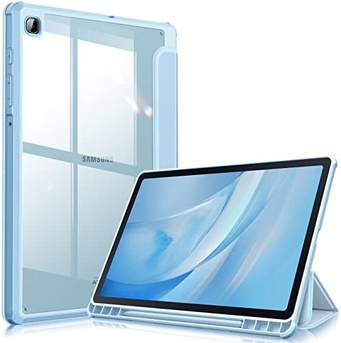 Fintie Hybrid Hülle für Samsung Galaxy Tab S6 Lite 10,4 Zoll 2024/2022/2020 Tablet - Stoßfeste Schutzhülle mit Transparent Hartschale und Stifthalter, Himmelblau