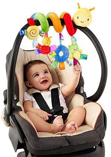ifundom Car Seat Toys, Toys for Car Seat Crib Mobile Bed Around Rattle Bell Cartoon Insect Stroller Hanging Stuffed Wrap Spiral Safety Plush Toys for Crib Bed Stroller Car Seat Bar