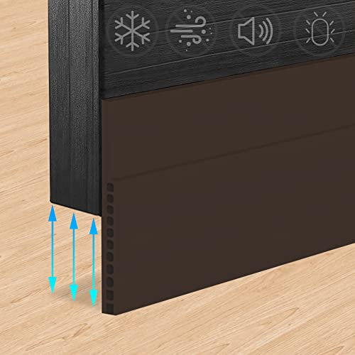 Door Draught Excluder for Huge Gap,3 W x 39 L Adhesive Door Weather Stripping Rubber Bottom Seal Strip Soundproof Under Door Draft Stopper Door Draft Blocker,Brown