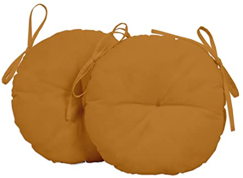 Vargottam Outdoor Veranda 15 - Zoll - Runde Bistro - Stuhlkissen - Wasserdichtes Sitzstuhl - Pad Fur Haus/Buro - Set Von 2 Senfgelb