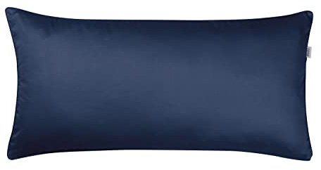 Schöner Wohnen Kollektion Bettwäsche Pure 40x80 Navy - Bettwäsche Baumwolle - Bettwäscheset Kopfkissenbezug 2teilig - Kissenbezüge