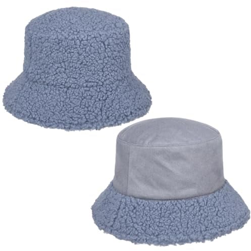 Seeberger Teddy Fur Wendehut Bucket Hat Fischerhut Kunstfellhut Damenhut Stoffhut (One Size - blau)